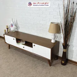 میز تلویزیون مدرن چوب و MDF مدل 104 سهیل (روکش طبیعی چوب بلوط)