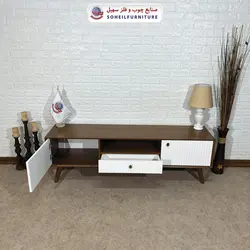 میز تلویزیون مدرن چوب و MDF مدل 104 سهیل (روکش طبیعی چوب بلوط)