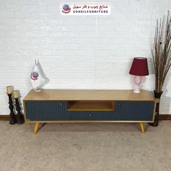 میز تلویزیون مدرن چوب و MDF مدل 104 سهیل (روکش طبیعی چوب بلوط)