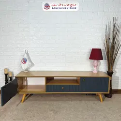 میز تلویزیون مدرن چوب و MDF مدل 104 سهیل (روکش طبیعی چوب بلوط)