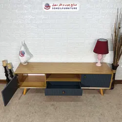 میز تلویزیون مدرن چوب و MDF مدل 104 سهیل (روکش طبیعی چوب بلوط)