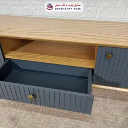 میز تلویزیون مدرن چوب و MDF مدل 104 سهیل (روکش طبیعی چوب بلوط)