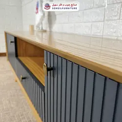 میز تلویزیون مدرن چوب و MDF مدل 104 سهیل (روکش طبیعی چوب بلوط)