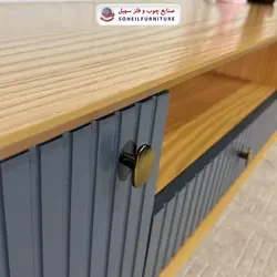 میز تلویزیون مدرن چوب و MDF مدل 104 سهیل (روکش طبیعی چوب بلوط)