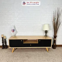 میز تلویزیون مدرن چوب و MDF مدل 104 سهیل (روکش طبیعی چوب بلوط)
