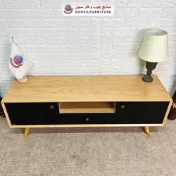 میز تلویزیون مدرن چوب و MDF مدل 104 سهیل (روکش طبیعی چوب بلوط)