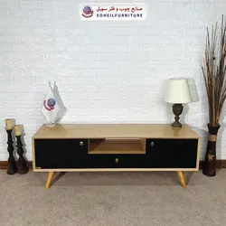 میز تلویزیون مدرن چوب و MDF مدل 104 سهیل (روکش طبیعی چوب بلوط)