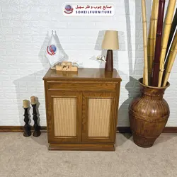 جاکفشی حصیری چوب و MDF کشو دار مدل 142 سهیل (روکش طبیعی چوب بلوط حصیربافت)