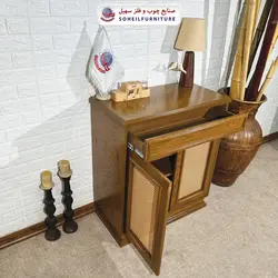 جاکفشی حصیری چوب و MDF کشو دار مدل 142 سهیل (روکش طبیعی چوب بلوط حصیربافت)