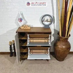 جاکفشی داشبوردی بغل بازشو روکشی سهیل (روکش طبیعی چوب بلوط)