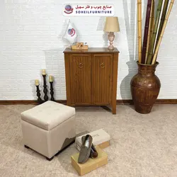 جاکفشی چوب و MDF مدل 141 سهیل (جاکفشی گردویی کرم روکش طبیعی چوب بلوط)