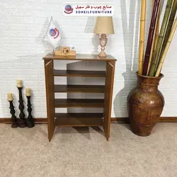 جاکفشی چوب و MDF مدل 141 سهیل (جاکفشی گردویی کرم روکش طبیعی چوب بلوط)