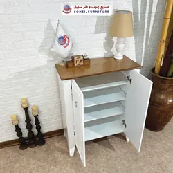 جاکفشی چوب و MDF مدل 141 سهیل (جاکفشی گردویی کرم روکش طبیعی چوب بلوط)