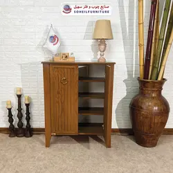 جاکفشی چوب و MDF مدل 141 سهیل (جاکفشی گردویی کرم روکش طبیعی چوب بلوط)