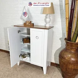 جاکفشی چوب و MDF مدل 141 سهیل (جاکفشی گردویی کرم روکش طبیعی چوب بلوط)