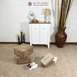 جاکفشی چوب و MDF مدل 141 سهیل (جاکفشی گردویی کرم روکش طبیعی چوب بلوط)