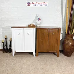 جاکفشی چوب و MDF مدل 141 سهیل (جاکفشی گردویی کرم روکش طبیعی چوب بلوط)