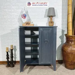 جاکفشی چوب و MDF مدل 141 سهیل (جاکفشی گردویی کرم روکش طبیعی چوب بلوط)