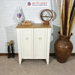 جاکفشی چوب و MDF مدل 141 سهیل (جاکفشی گردویی کرم روکش طبیعی چوب بلوط)