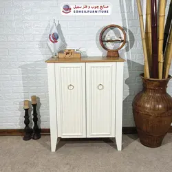 جاکفشی چوب و MDF مدل 141 سهیل (جاکفشی گردویی کرم روکش طبیعی چوب بلوط)