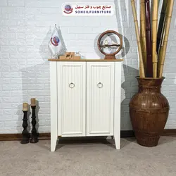 جاکفشی چوب و MDF مدل 141 سهیل (جاکفشی گردویی کرم روکش طبیعی چوب بلوط)