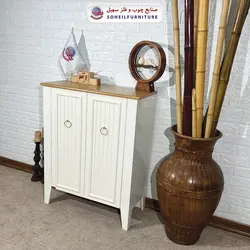 جاکفشی چوب و MDF مدل 141 سهیل (جاکفشی گردویی کرم روکش طبیعی چوب بلوط)