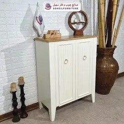 جاکفشی چوب و MDF مدل 141 سهیل (جاکفشی گردویی کرم روکش طبیعی چوب بلوط)