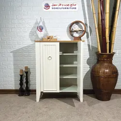 جاکفشی چوب و MDF مدل 141 سهیل (جاکفشی گردویی کرم روکش طبیعی چوب بلوط)