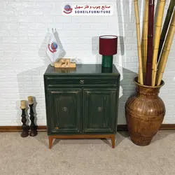 جاکفشی چوب و MDF کشو دار مدل 137 سهیل (جاکفشی یشمی طوسی روکش طبیعی چوب بلوط)