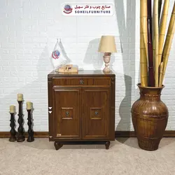 جاکفشی چوب و MDF کشو دار مدل 130 سهیل (جاکفشی گردویی طوسی روکش طبیعی چوب بلوط)