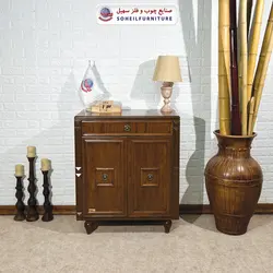 جاکفشی چوب و MDF کشو دار مدل 130 سهیل (جاکفشی گردویی طوسی روکش طبیعی چوب بلوط)