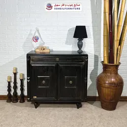 جاکفشی چوب و MDF کشو دار مدل 130 سهیل (جاکفشی گردویی طوسی روکش طبیعی چوب بلوط)