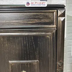 جاکفشی چوب و MDF کشو دار مدل 130 سهیل (جاکفشی گردویی طوسی روکش طبیعی چوب بلوط)