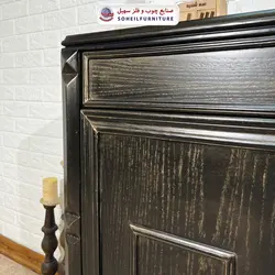 جاکفشی چوب و MDF کشو دار مدل 130 سهیل (جاکفشی گردویی طوسی روکش طبیعی چوب بلوط)