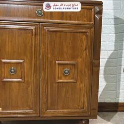 جاکفشی چوب و MDF کشو دار مدل 130 سهیل (جاکفشی گردویی طوسی روکش طبیعی چوب بلوط)