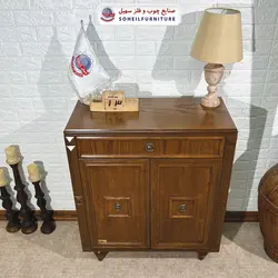 جاکفشی چوب و MDF کشو دار مدل 130 سهیل (جاکفشی گردویی طوسی روکش طبیعی چوب بلوط)