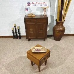 جاکفشی چوب و MDF کشو دار مدل 130 سهیل (جاکفشی گردویی طوسی روکش طبیعی چوب بلوط)