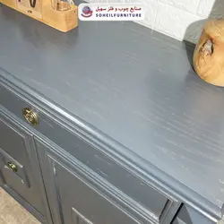 جاکفشی چوب و MDF کشو دار مدل 130 سهیل (جاکفشی گردویی طوسی روکش طبیعی چوب بلوط)