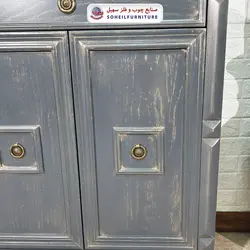 جاکفشی چوب و MDF کشو دار مدل 130 سهیل (جاکفشی گردویی طوسی روکش طبیعی چوب بلوط)