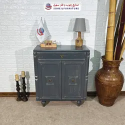 جاکفشی چوب و MDF کشو دار مدل 130 سهیل (جاکفشی گردویی طوسی روکش طبیعی چوب بلوط)