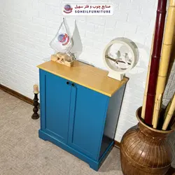 جاکفشی چوب و MDF کشو دار مدل 103 سهیل (جاکفشی آبی گردویی روکش طبیعی چوب بلوط)