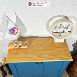 جاکفشی چوب و MDF کشو دار مدل 103 سهیل (جاکفشی آبی گردویی روکش طبیعی چوب بلوط)