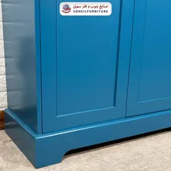 جاکفشی چوب و MDF کشو دار مدل 103 سهیل (جاکفشی آبی گردویی روکش طبیعی چوب بلوط)