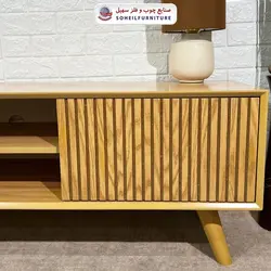 میز تلویزیون مدرن چوب و MDF مدل 104 سهیل (روکش طبیعی چوب بلوط) (تک رنگ)