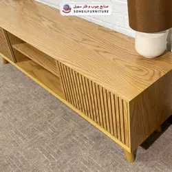 میز تلویزیون مدرن چوب و MDF مدل 104 سهیل (روکش طبیعی چوب بلوط) (تک رنگ)