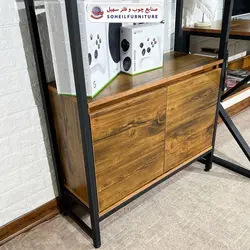 استند کتابخانه MDF و فلز سهیل کمد دار