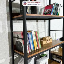 استند کتابخانه MDF و فلز سهیل کمد دار