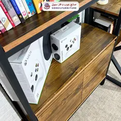 استند کتابخانه MDF و فلز سهیل کمد دار