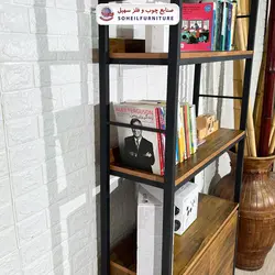 استند کتابخانه MDF و فلز سهیل کمد دار