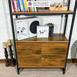 استند کتابخانه MDF و فلز سهیل کمد دار